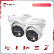 Anpviz 5MP PoE Security IP Camera Human Vehicle Detection with Audio IP67 2 Pack