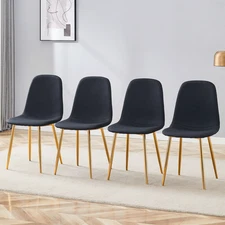 Luxury Simple Chair High Resilience Dining Chair W Metal Golden Leg