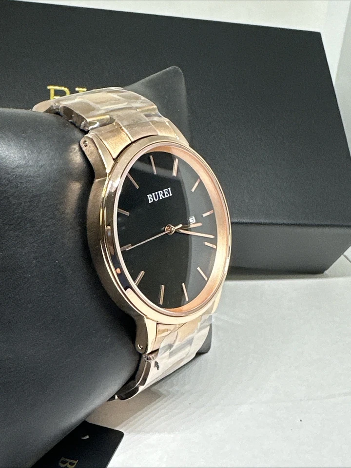 Reloj pulsera de cuarzo Burei M.2164 para hombre oro rosa acero inoxidable esfera analógica XOB27 Foto 4 de 4