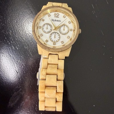 Style & Co Multi Dial Gold Tone SC1322 Watch Faux Marble Bracelet