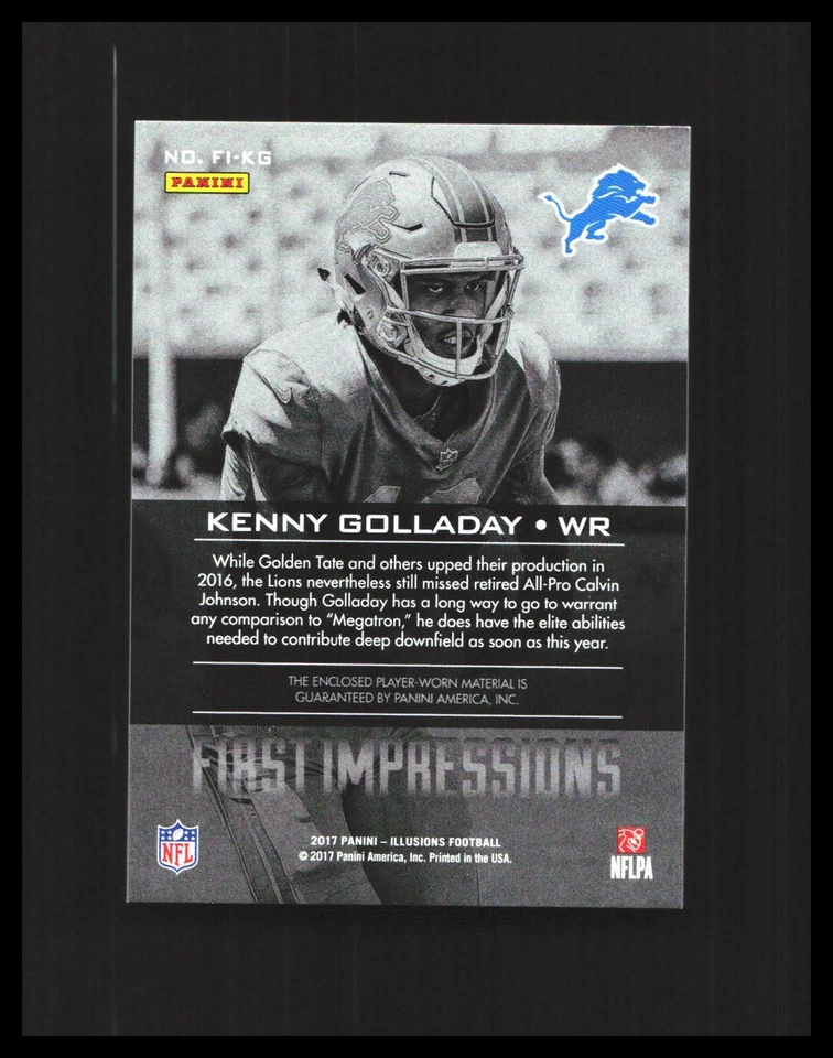 2017 Kenny Golladay Rookie Patch Panini Illusions First Impressions #FI-KG Lions - Image 2 of 3