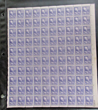 Mint Nh US Scott #807 Thomas Jefferson Pesidential Sheet from 1938