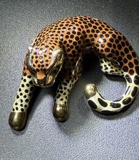 SLC Select Jewelry USA 14K Gold Enamel 3D Leopard Jaguar Slide Pendant