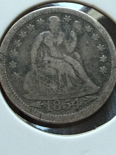 1854 Philadelphia Mint Silver Seated Liberty Dime