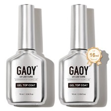 GAOY 2 Pcs 16ml No Wipe Gel Top Coat, Glassy Clear 2 Coat