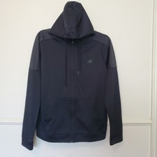 Adidas Womens Climawarm Full Zip Hoodie Black Gray DH8179 Fleece Jacket Medium