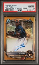 LUIS PENA 2025 BOWMAN CHROME  TRUE GOLD ROOKIE AUTO /50 #CPALP PSA 10 POP 10