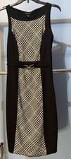 WHBM Houndstooth Plaid Mixed Media Dress Women’s Career Business Preppy Size 2