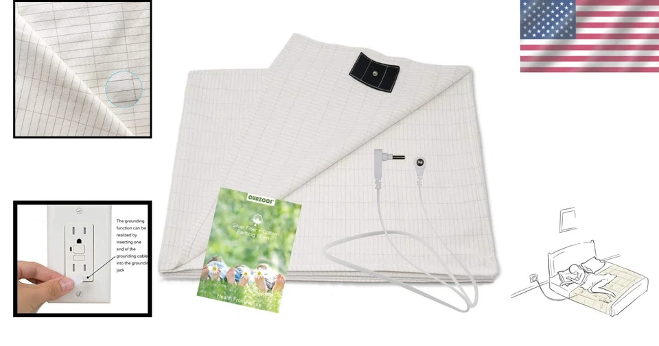 Organic Cotton Grounding Sheet Silver Fiber Wellness Sleep 27x52 Inch - Image 2 of 4