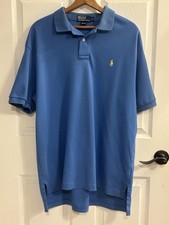 POLO RALPH LAUREN Men's XL Blue Cotton Soft Short Sleeve Polo Shirt Yellow Pony