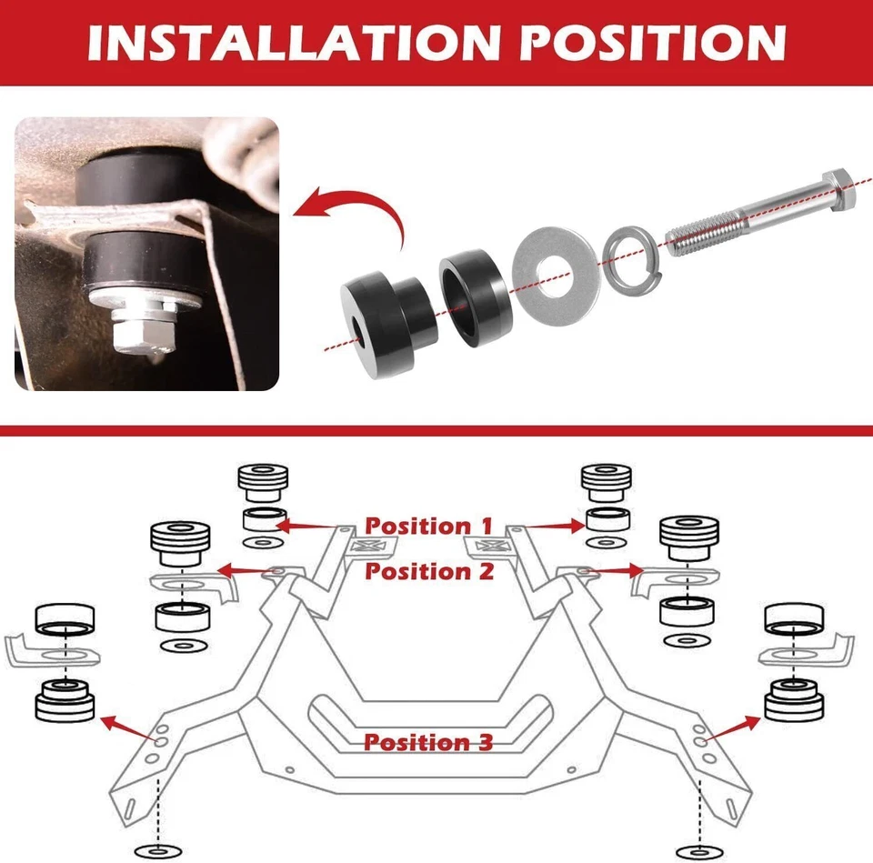 134-10005 Billet Body Mount Bushings for Camaro Nova Chevy II Buick Apollo 32Pcs - Image 3 of 4