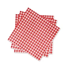  Disposable Red and White Gingham Paper 50 Count (Pack of 1) 1-Red Plaid