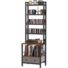 Storage Vinyl Record Storage Rack, 6-Tier CD Rack Tower with Drawers for CDs,...