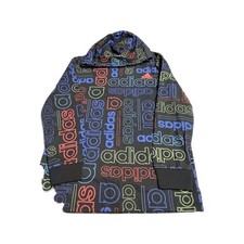 adidas Boys Pullover Hoodie Black Multicolor Graphic Print M 10/12 Long Sleeve