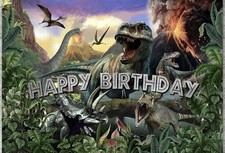 Dinosaur Happy Birthday Party Vinyl Cloth Banner 5x3 Feet