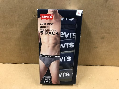NIB Levi's 5-Pack Low Rise Briefs - Blue Waist, Multicolor - Men's Size Large