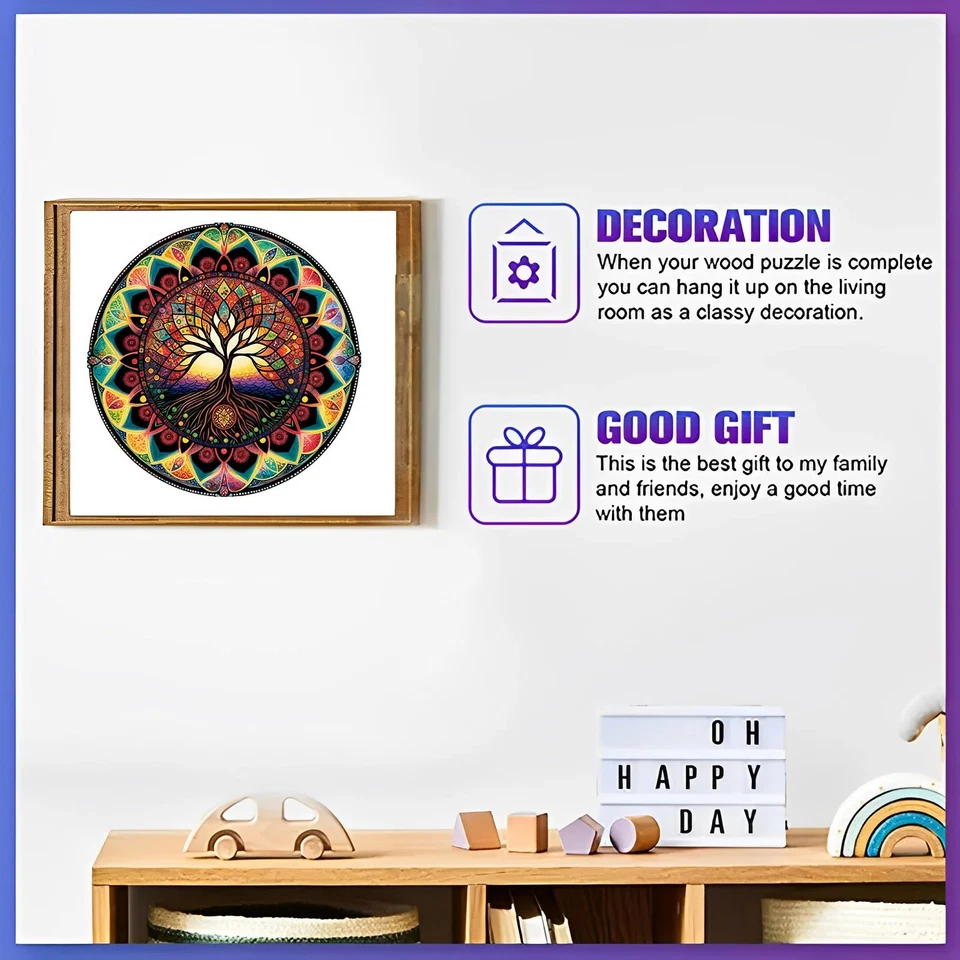 Holzpuzzle A3 Rund Baummuster Unregelmäßig Lernspielzeug Deko Familienspiel - Bild 2 von 4