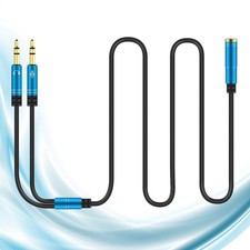 1Pc 1 to 2 Female to 2 Male Headset Splitter Cable Computer Headphones