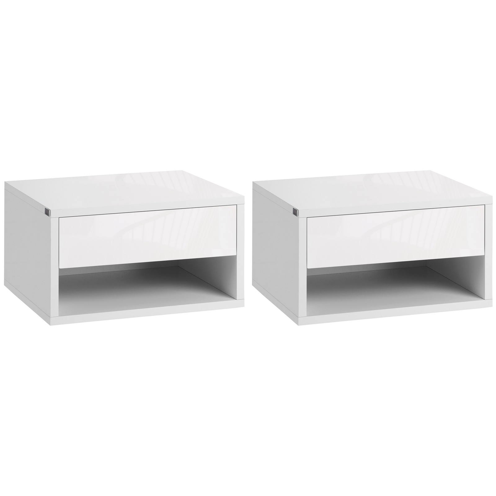 HOMCOM Floating Nightstands Set of 2, Bedside Table w/ Drawer and Open Shelf