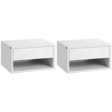 HOMCOM Floating Nightstands Set of 2, Bedside Table w/ Drawer and Open Shelf