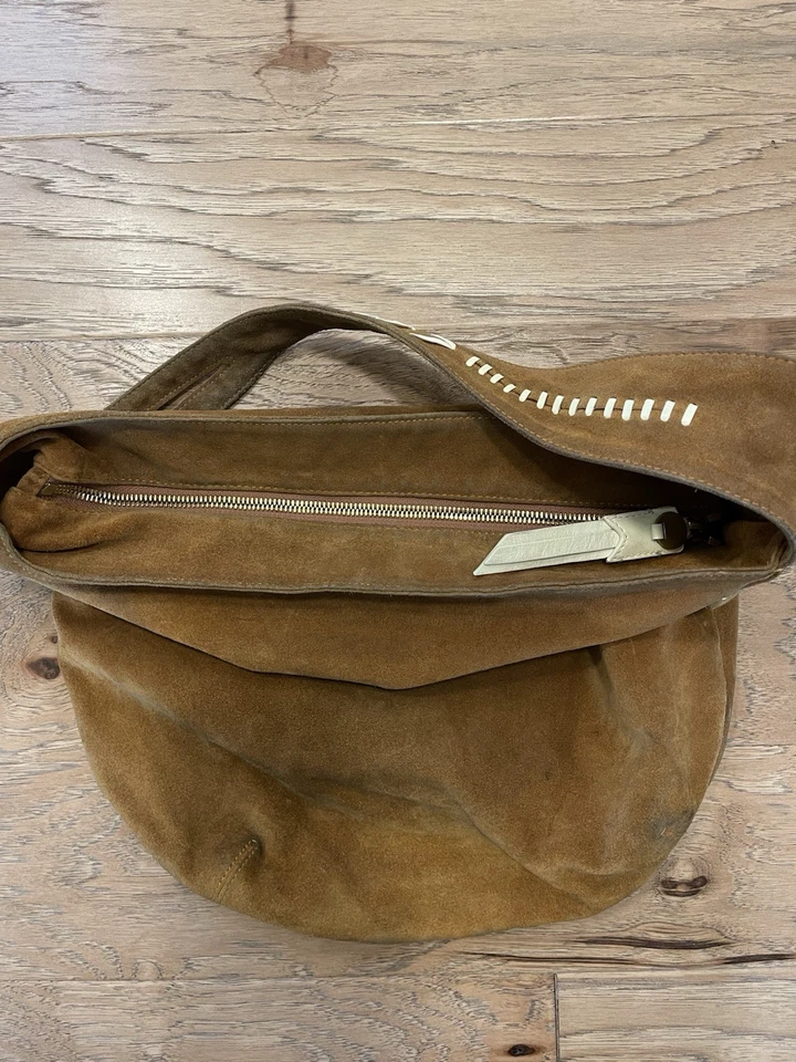 Mayle La женская коричневая замшевая сумка винтажная вдохновленная богемное инди хиппи состаренная - Изображение 4 из 4