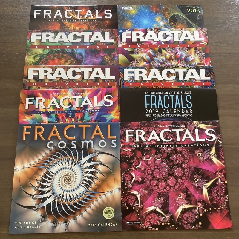 Fractals Calendars Lot of 10 - Multiple Years - Infinite, Universal, Cosmos, Etc