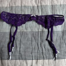 Victoria Secret dream angels purple lace garter belt M-L
