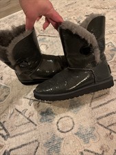 UGG Leather Bailey Button Boots, Gray
