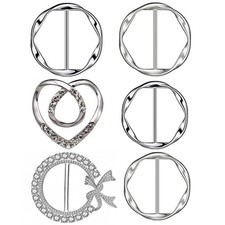 6PCS Silk Scarf Ring Clip T-shirt Tie Clips for Women Waist Buckle for Shirts Cl