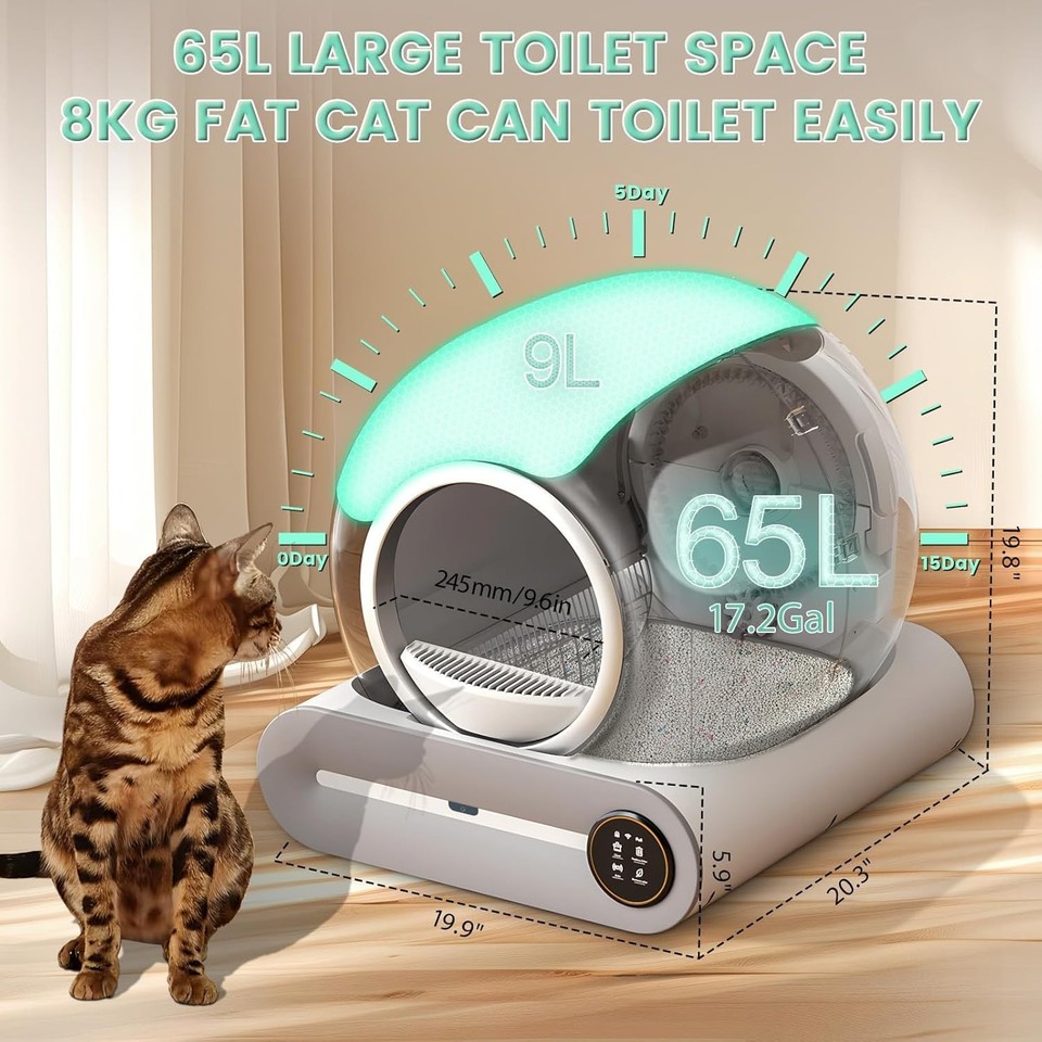 Self Cleaning Kitty Litter Box, Automatic Cat Litter Box for Cats, 65L ...
