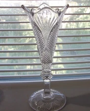 EAPG Unknown Maker Fan and Fine Cut Vase 9.5"