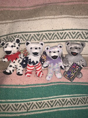 4 Grateful Dead 7  Plush Bears, Picasso Moon, Dupree, Freedom, Spinner Lot-LOW $
