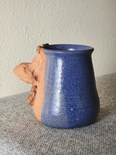 VTG Studio Art Pottery Big Nose Ugly FACE Folk Art MUG - Artist Signed Stoneware - Picture 10 of 22