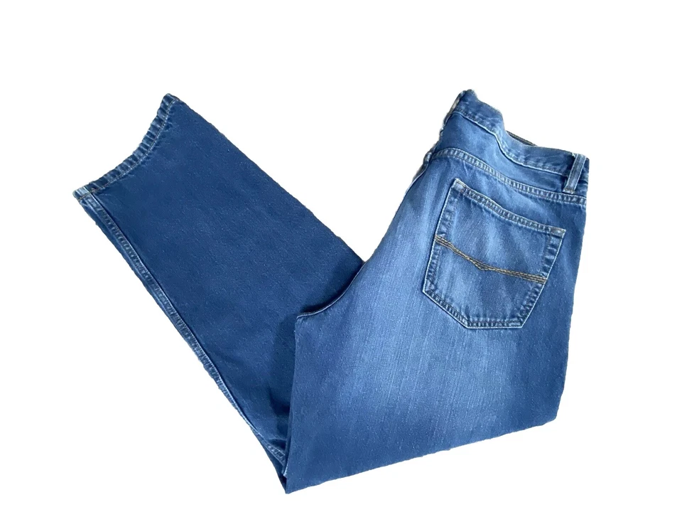 Pantalones de mezclilla para hombre talla 36x28 pierna recta azul lavado oscuro talla Ruff talla Foto 3 de 4