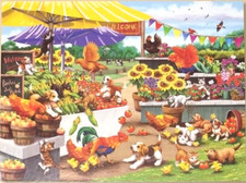 Bits And Pieces Puzzle 500 Pieces MISCHIEF AT THE FARM STAND 18"X24" Complete