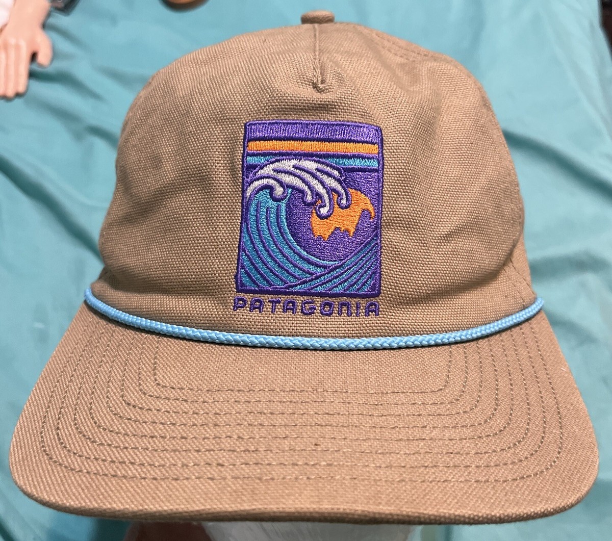 PATAGONIA Viewfinder Stand Up Hat Beige Brown Hokusai Wave Patch