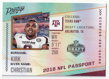 2018 PANINI PRESTIGE FOOTBALL- CHRISTIAN KIRK NFL PASSPORT ROOKIE CARD #PP-CK 🔥