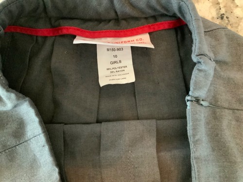 Mills Company Girls' Box-Pleat Uniform Skirt Girls 10 Gray Polyester Rayon Blend - Picture 3 of 3
