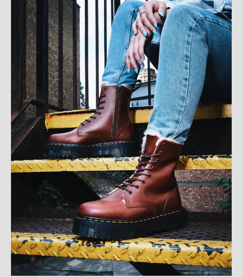 Dr. Martens Jadon Faux Fur Lined Platform Boots in Brown Abruzzo