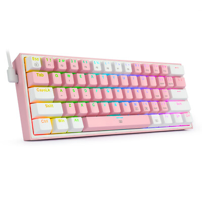 Redragon K617 RGB Backlit USB 61 Keys Mini Mechanical Gaming Keyboard Red Switch