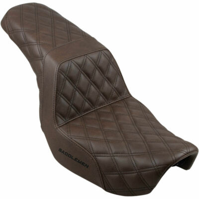 Saddlemen Brown Full Lattice Stitch Step Up Seat 2006-17 Harley Dyna FXD FXDWG