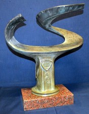 STORICA COPPA TROFEO MOTO NAUTICA LANCIA MAURELLI OFFSHORE SCULTURA BRONZO barca