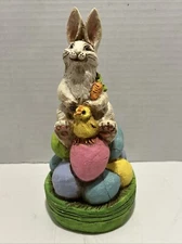 The Stone Bunny Inc. Telle M. Stein Easter Bunny, Chick and Eggs Figurine 2006