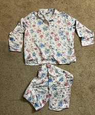 Conjunto de pijama para mujer XXL The Tog Shop 2 piezas blanco azul rosa floral tela sedosa