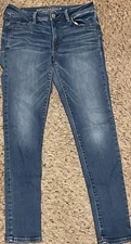 WOMENS/JR GIRLS AMERICAN EAGLE JEGGING DENIM JEANS-SIZE 8 REGULAR-MEDIUM BLUE