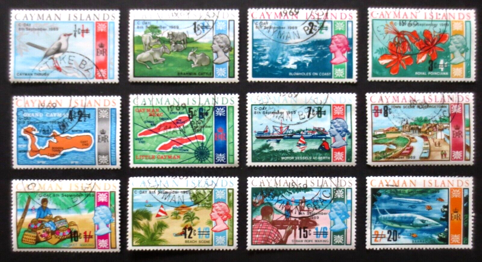 Cayman Islands 1969 Definitive Issue SG 238/249 Short Used Set