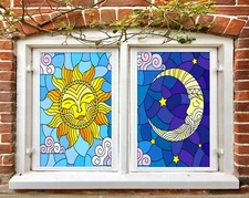 3D Yellow Sun A612 Window Film Print Sticker Cling Stained Glass UV Zoe