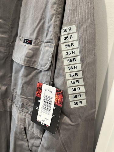 Key FR Mens 36R FlameOut Contractor Unlined Coverall Gray Relaxed Fit Free Ship - Picture 6 of 7