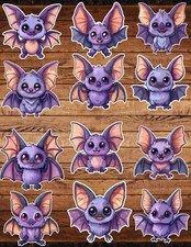 Cute Cartoon Bat Cut Vinyl Stickers Set Scrapbooking Laptop Waterbottle