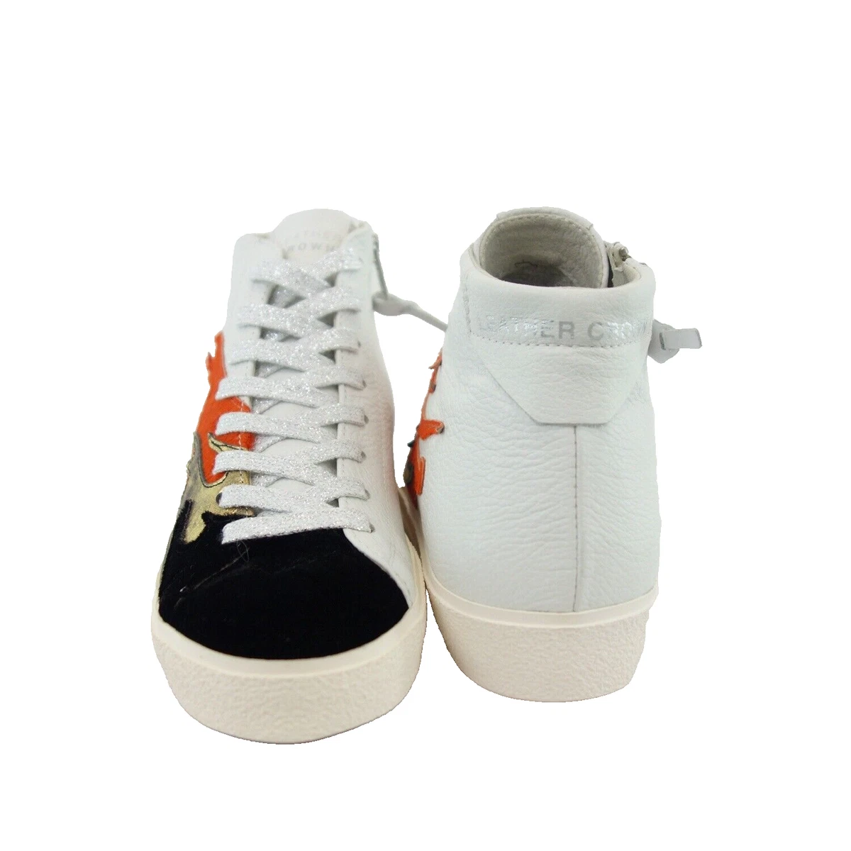Leather Crown Sneaker Weiß 37 Damen Schuhe Sportlich Mid Top Leder Neu
